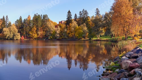 Preview: Autumn pond in Finnish Kellokoski in Europe.