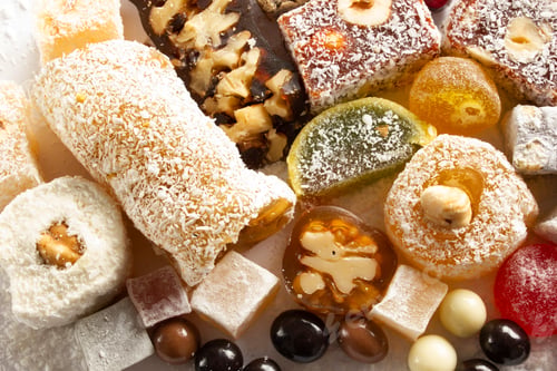 Preview: various Turkish delights and chocolate candies