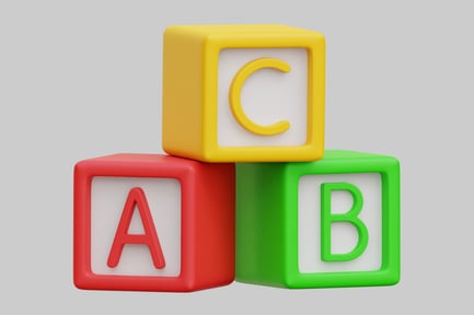 Visualização: Blocos de alfabeto coloridos empilhados juntos