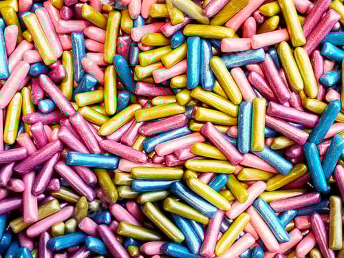 Preview: top view of multicolored gummies of different geometric shapes