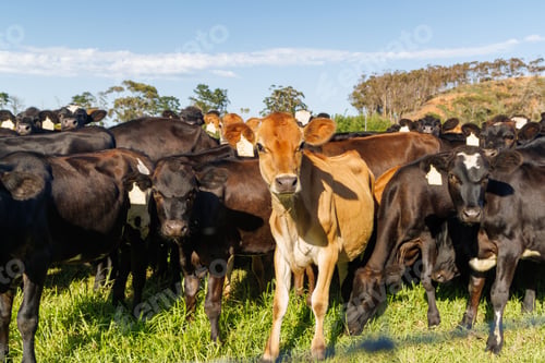 Preview: Large herd of cows on green pasture