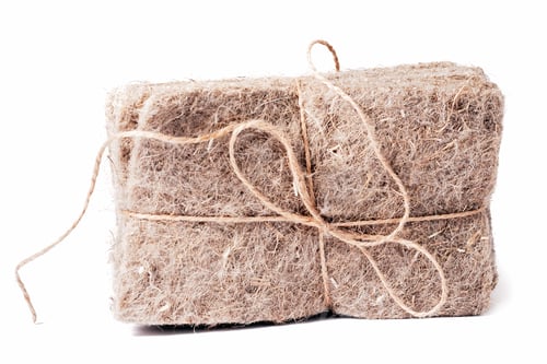 Preview: Packs of linen mats isolated on white. Microgreens planting supply business. natural base for