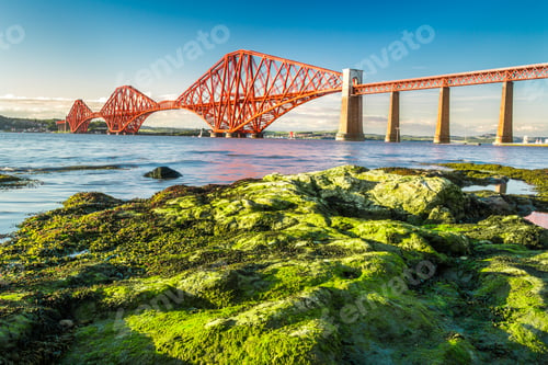 Preview: Coast at low tide near the Firth of Forth Bridge in Scotland