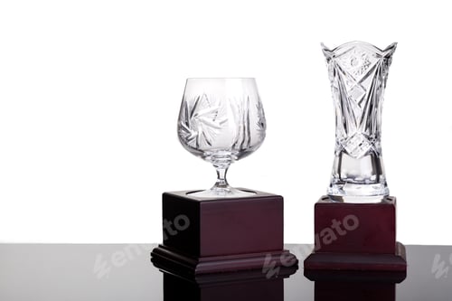 Preview: Elegant crystal cup and vase trophies on white background