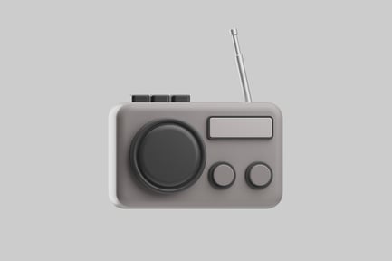 Preview: Gray retro radio with antenna