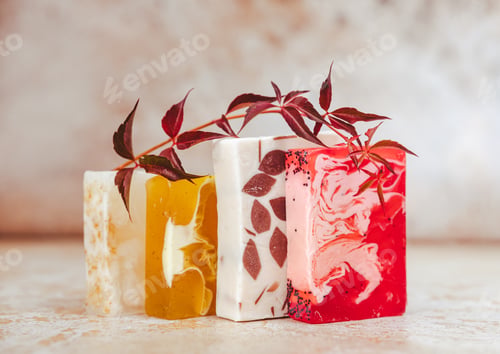Preview: Natural organic soap bars. Homemade cosmetics, eco-friendly spa, beauty skincare concept