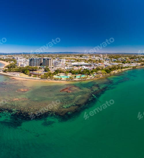 Preview: Aerial drone view of Settlement Cove Lagoon, Redcliffe, Australi