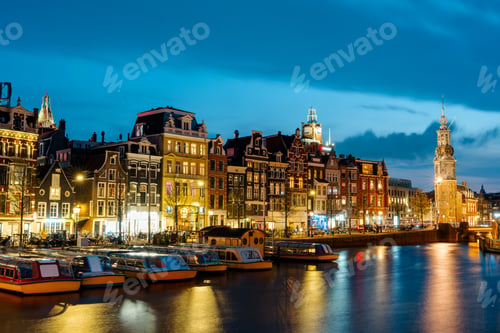 Preview: Captivating Night in Amsterdam: A Mesmerizing Long Exposure Photo of Amsterdam's Nighttime Canals