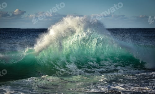Preview: Magnificent wave action as the sunlight captures the back of the wall of water