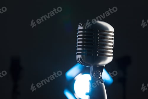 Preview: vintage microphone over black