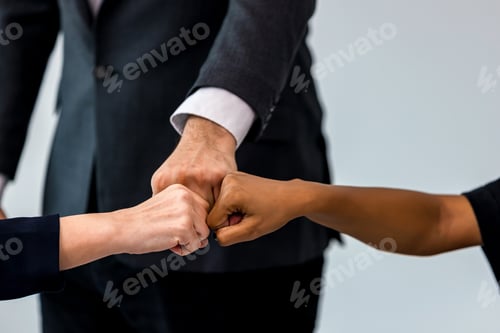 Preview: Diverse colleagues gather in brainstorm discuss statistics together.