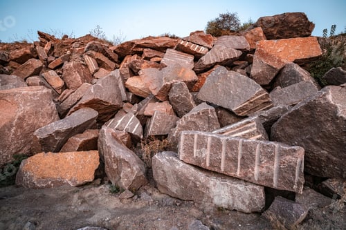 Preview: Stone materials near old flooded stone quarry