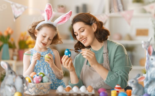 Preview: family preparing for Easter
