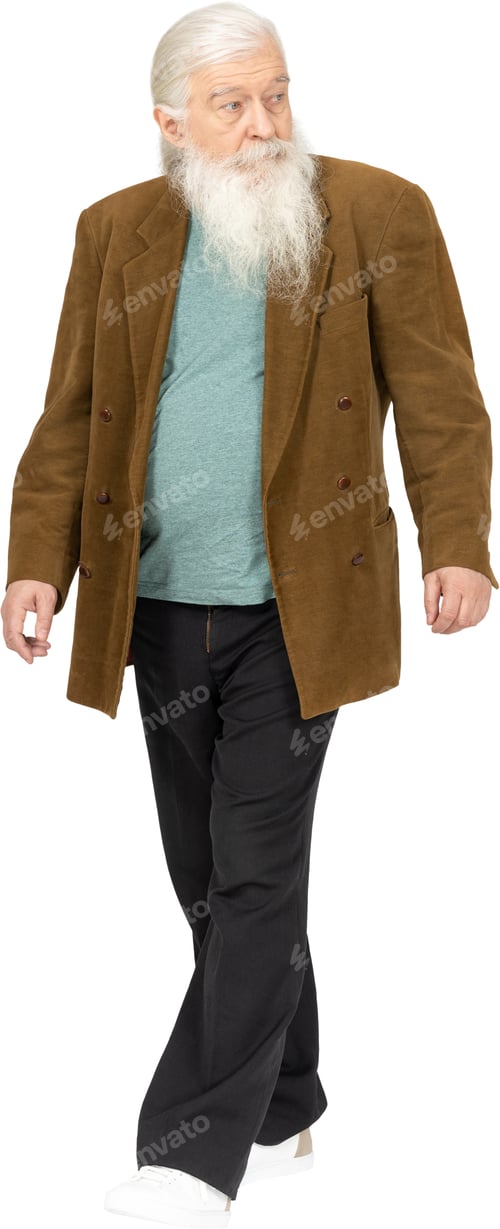 Preview: an older man with a white beard walking
