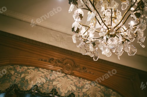 Preview: Chandelier at a old house looking up into ceiling