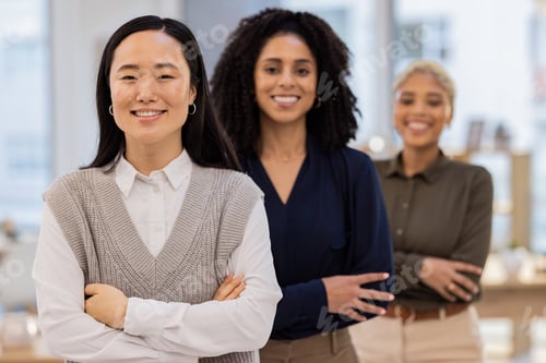 Preview: Diversity, business and women only portrait in office leadership, teamwork and solidarity in workpl