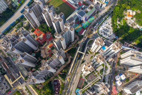 Preview: Tuen Mun, Hong Kong 16 May 2019: Top view of Hong Kong city