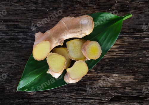 Preview: ginger root on wood