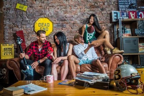 Preview: Group of friends partying at home