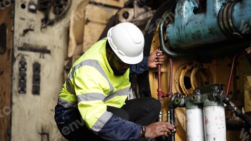Preview: Portrait of maintenance engineer or apprentice in workshop of railway engineering facility