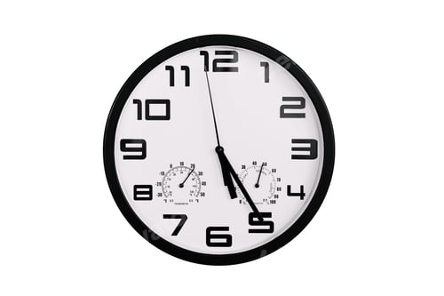 Preview: Clock with arabic numerals on wall shows 17:25 , 5:25
