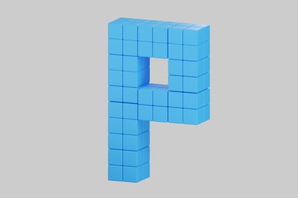 Preview: Pixelated block letter p - blue