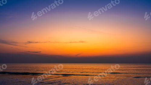Preview: Dusk sky over sea in the evening with dark blue twilight after sundown