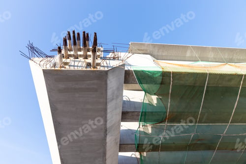 Preview: Close-up of concerete beam joints in highway overlay bridge construction