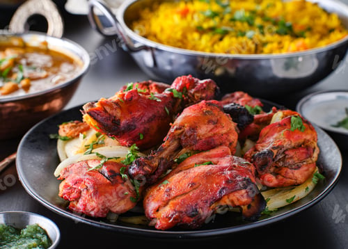 Preview: indian tandoori chicken with onions and cilantro