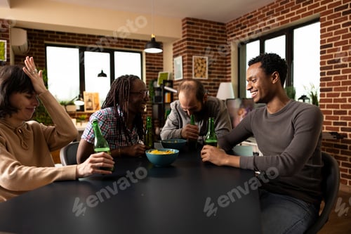 Preview: Cheerful group sharing amusing stories