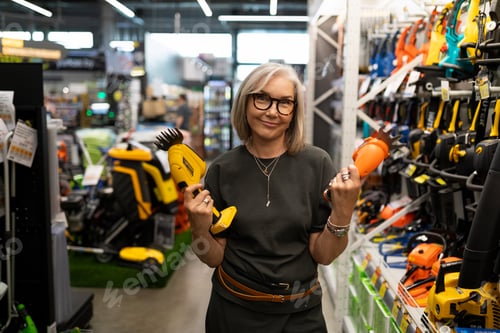 Preview: Choosing tools and products in a vibrant home improvement store setting