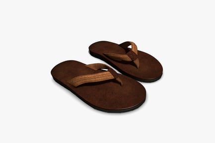Preview: Brown thong sandals with braided straps