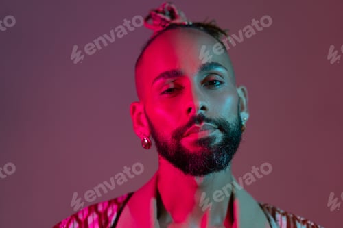 Preview: Black man in neon studio light
