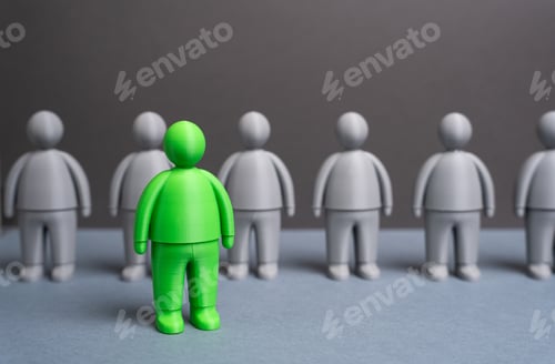 Preview: A green man among gray people. Talented. The best candidate for the job