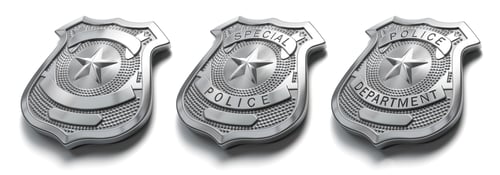 Preview: Police metal badge isolated on white Sign and symbol of police.