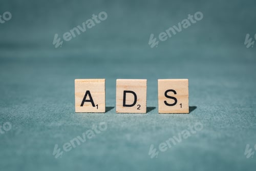 Preview: Wooden letters spelling 'ads'