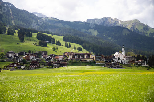 Preview: Alpine village Lermoos in spring, Austria