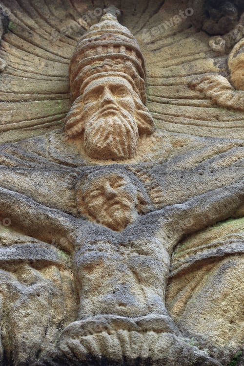 Preview: Stone Altar in the Forest - detail of the God and Jesus