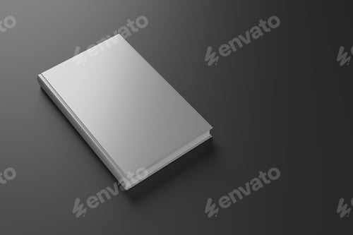 Preview: Blank hardcover book on gray background. 3D rendering mock-up.