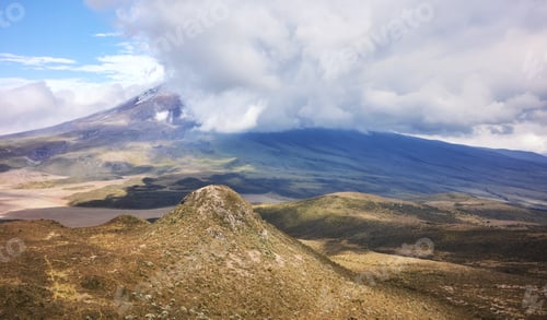 Preview: Cotopaxi volcano in the clouds, Cotopaxi National Park, Ecuador.