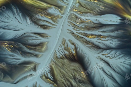 Preview: Abstract natural colorful patterns of acid mine drainage in decanting lake aerial view