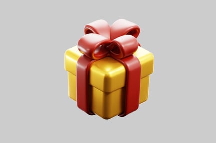 Preview: Golden gift box with red ribbon