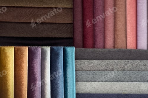 Preview: Colorful Collection of Fabric Samples and Textures