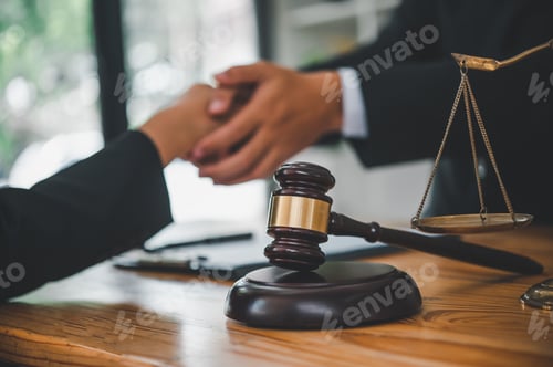 Preview: Law theme, mallet of the judge, law enforcement officers, evidence-based cases