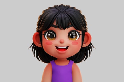 Preview: Smiling Chibi Korean Girl 3D Character