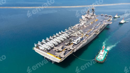 Preview: Nuclear ship, Military navy ship carrier full loading fighter jet aircraft for prepare troops