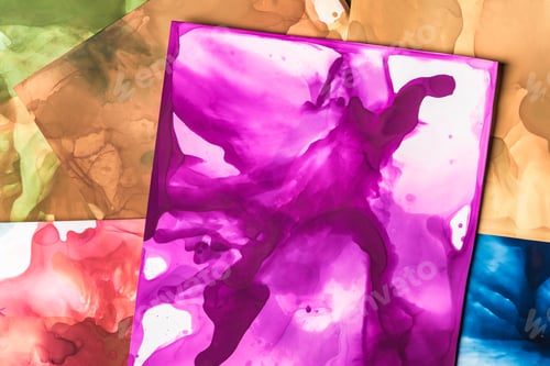 Preview: brown, purple and red splashes of alcohol inks as abstract background