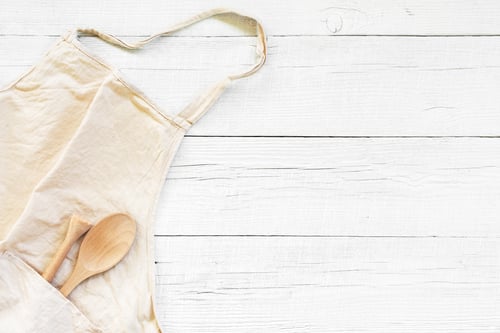 Preview: White Kitchen Background with Linen Apron