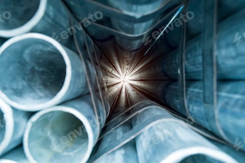 Preview: Steel Pipes Industry Construction Stacked In Factory Warehouse