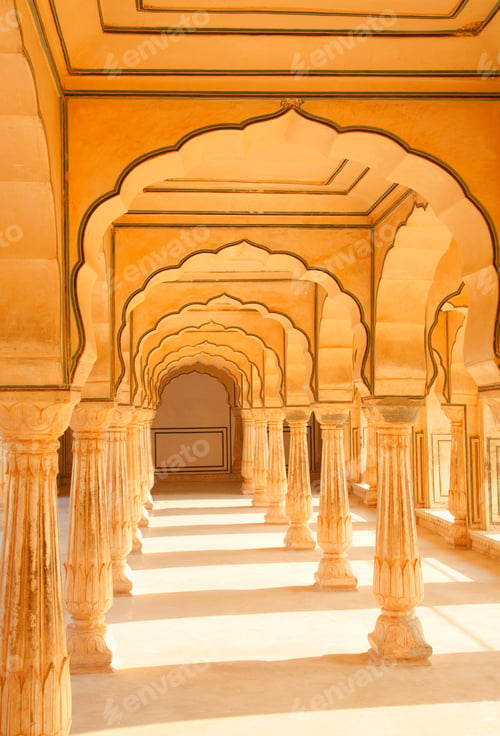 Preview: View along colonnade of ancient fortress.